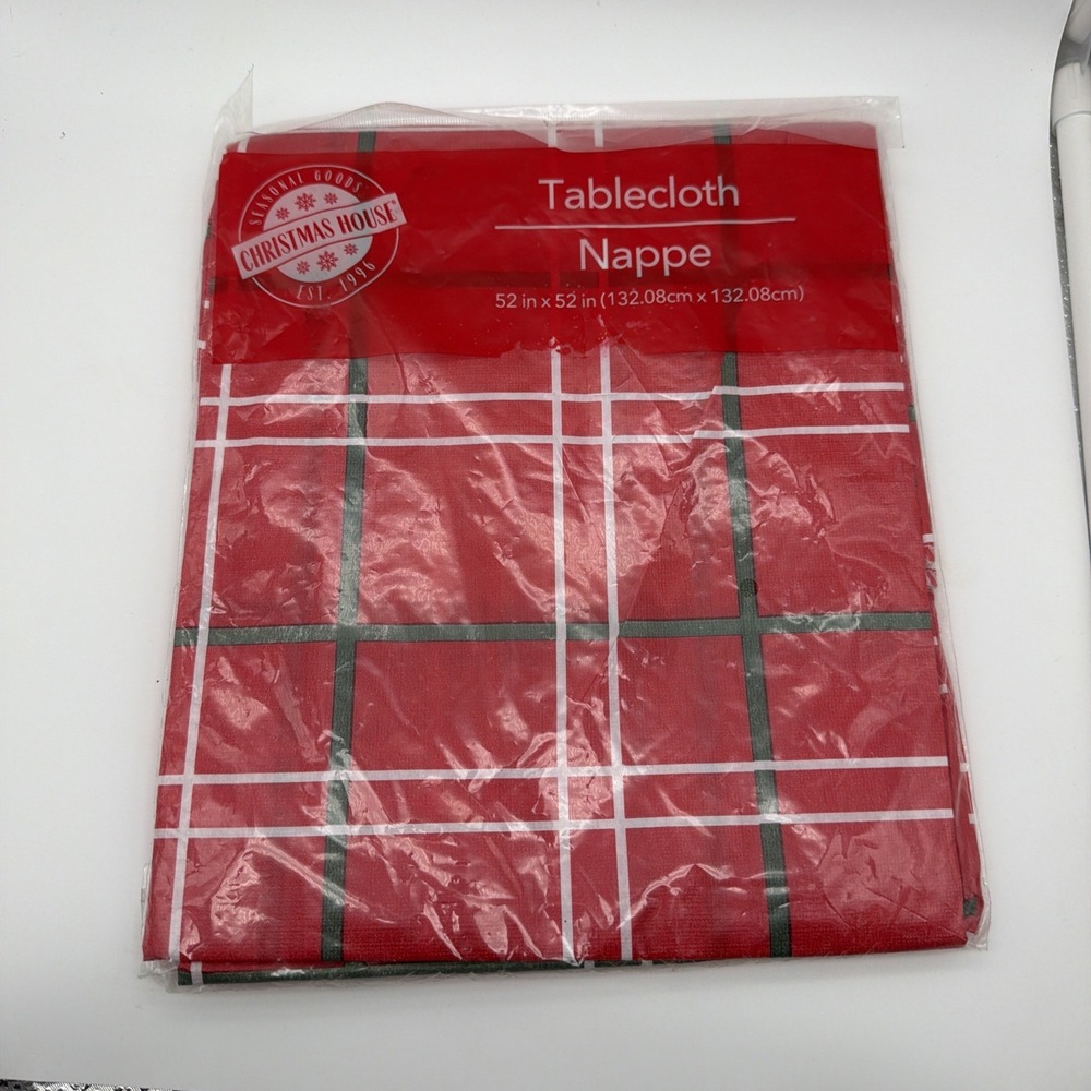 Plaid Christmas Tablecloth 52 x 52 Christmas House